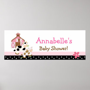 Baby Moo Cow Pink Baby Duschbanner Poster