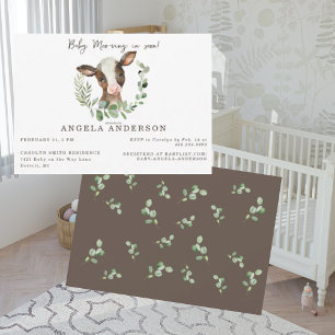 Baby Moo-ving in Kürze Eucalyptus-Baby-Party Einladung