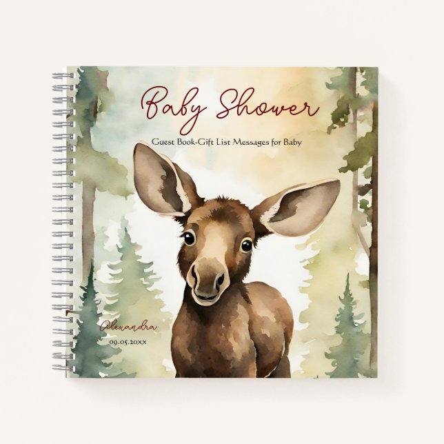 Baby Moose Baby Shooting Guest Gift List Notizbuch (Vorderseite)