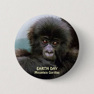 Baby Mountain Gorilla EARTH DAY Button