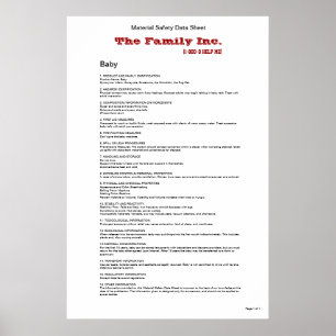 Baby MSDS lustiges Poster