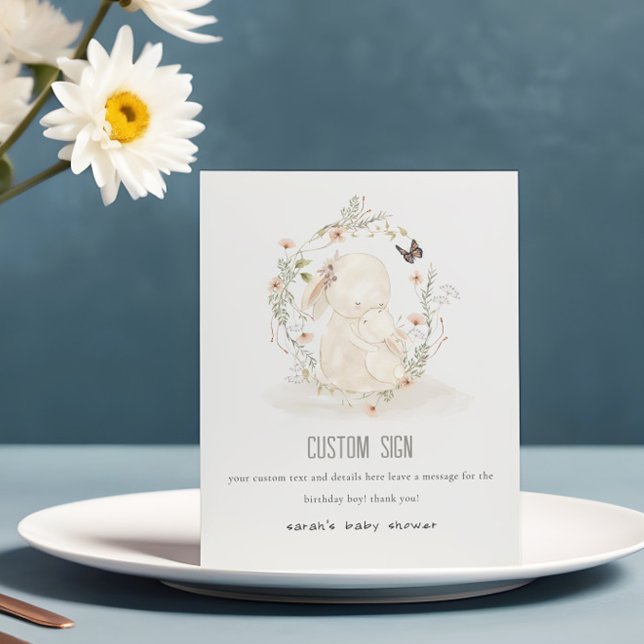 Baby Mum Bunny Floral Baby Dusche Custom Party Sockelschild (Von Creator hochgeladen)