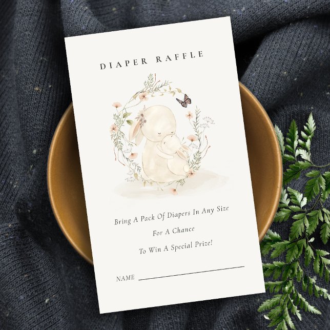Baby Mum Bunny Floral Diaper Raffle Baby Dusche Begleitkarte (Von Creator hochgeladen)