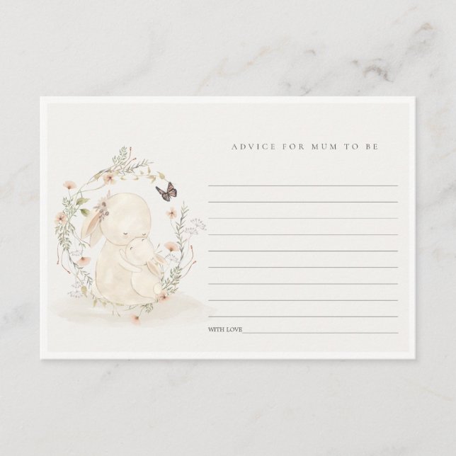 Baby Mum Bunny Floral Ratschläge für Mama Baby Dus Begleitkarte (Vorderseite)