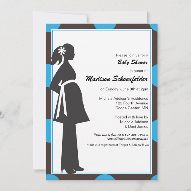 Baby-Mutter Shower Invitations (blau) Einladung (Vorderseite)