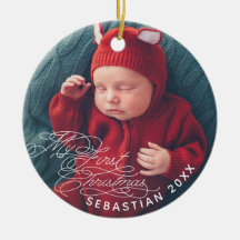 Baby My First Christmas Custom Text Foto Elegant
