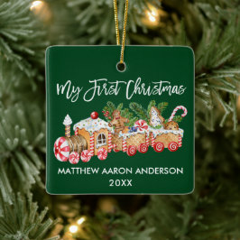 Baby My First Christmas Gingerbrot Train Green Keramikornament