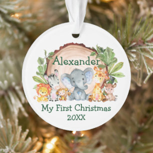 Baby My First Christmas Safari Tiere Grüne Ornament