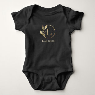 Baby Name Floral Alphabet,L/ Initial Strampler