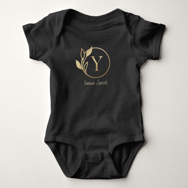 Baby Name Floral Alphabet,Y/ Initial Strampler (Vorderseite)