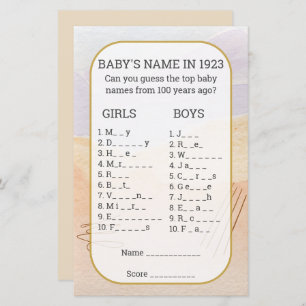 Baby Name füllen Sie das Blank Fun Baby Shower Gam