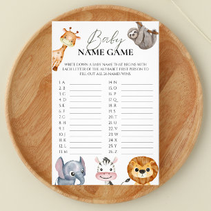 Baby Name Game Safari Tiere Wild One Flyer