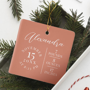 Baby Name & Geburtsstat Foto Pink Keepake Keramikornament