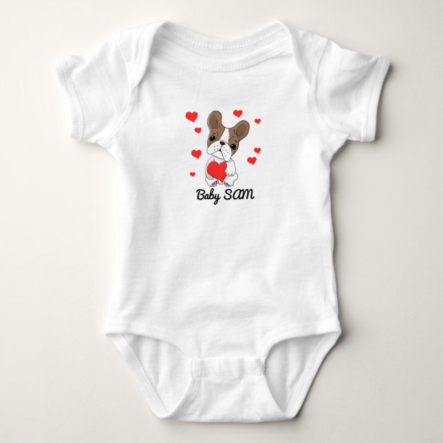 Baby name Hund Herz Strampler (Vorderseite)