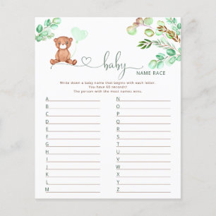 Baby name Race Baby Dusche Spiel