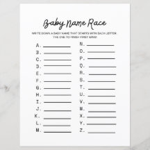 Baby Name Race Baby Showspiel