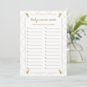Baby Name Race Bee Baby Showcard Einladung