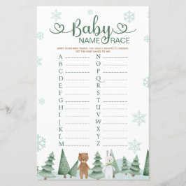 Baby Name Race Beunny Winter Animal Theme Game