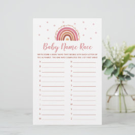 Baby Name Race Game Boho Rainbow Baby Dusche