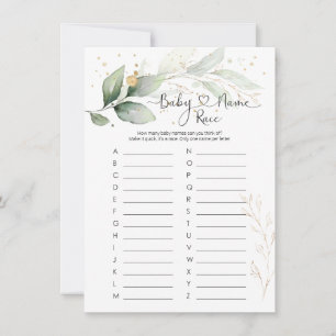 Baby Name Race Game, Greenerity Baby Shower Game I Einladung