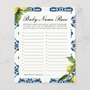 Baby Name Race Lemon Positano Baby Showspiel