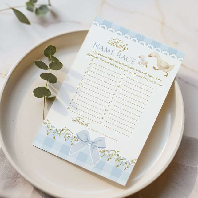 Baby Name Race Silly Goose Blue Gingham Game (Von Creator hochgeladen)