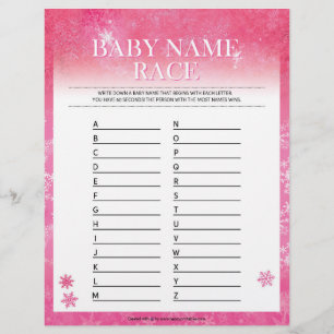 Baby Name Race [Snowy Pink] Briefbogen