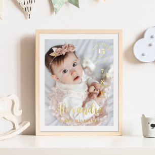 Baby Name Script Birth Stats Baby Photo Keepsake Foliendrucke
