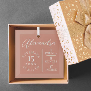 Baby Name Script & Birth Stats Pink Keepake Ornament Aus Glas