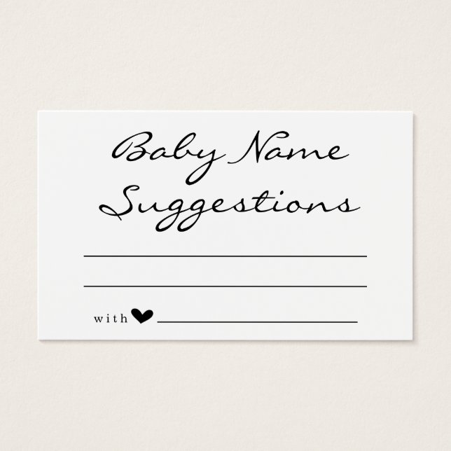 Baby Name Suggestions Card for Baby Shower (Vorderseite)
