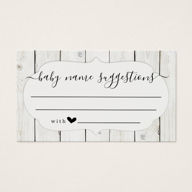 Baby Name Suggestions Card for Baby Shower (Vorderseite)