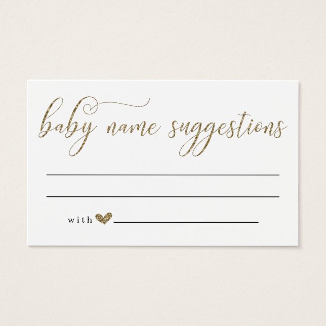 Baby Name Suggestions Card for Baby Shower - Gold (Vorderseite)