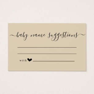 Baby Name Suggestions Card for Baby Shower Simple