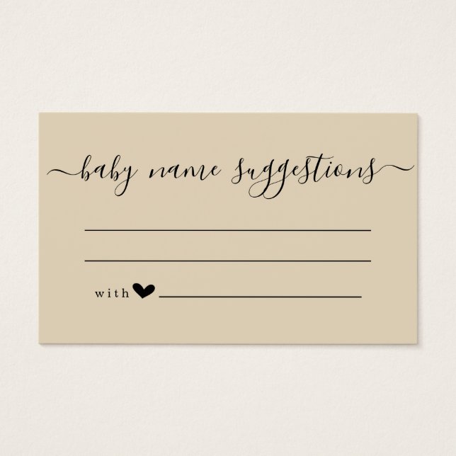 Baby Name Suggestions Card for Baby Shower Simple (Vorderseite)