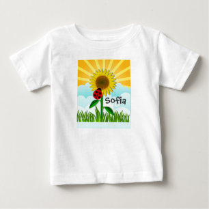 Baby Namen auf Sunshine und Sunflower T-Shirt hinz