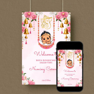 Baby Naming Cradle Indische Zeremonie Rosa Begrüßu Poster