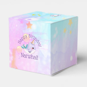 Baby Narwhal Geburtstag Personalisiert Watercolor Geschenkschachtel