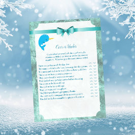 Baby Narwhal over or under Baby Shower Game Einladung