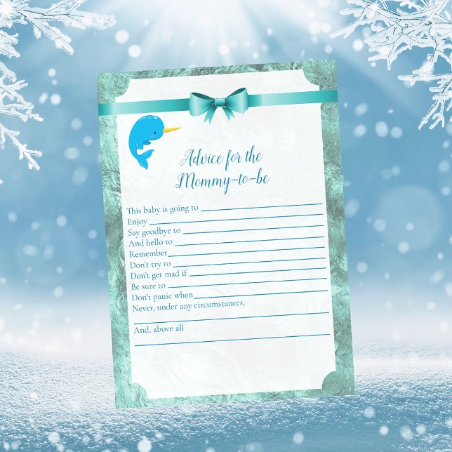 Baby Narwhal Ratschläge für Mommy Baby Shower Game Einladung (Von Creator hochgeladen)