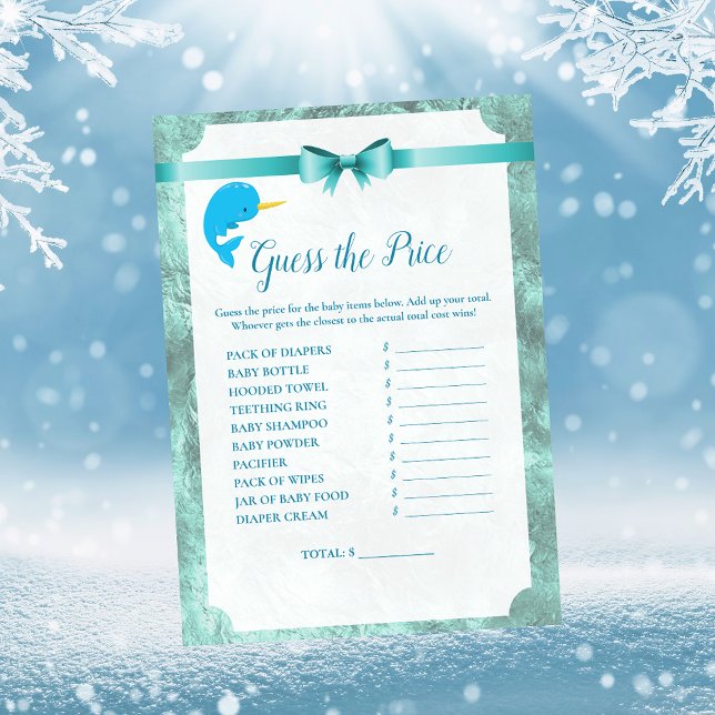 Baby Narwhal schätzt das Price Baby Shower Game Einladung (Von Creator hochgeladen)