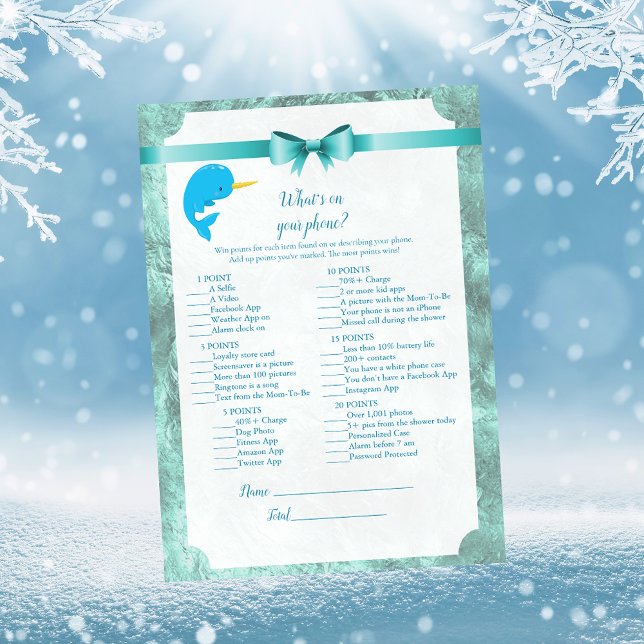 Baby Narwhal Was ist auf Ihrem Handy Baby Shower G Einladung (Von Creator hochgeladen)