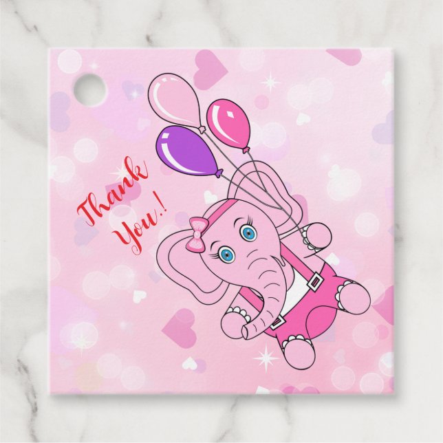 Baby Nelly Birthday Party Geschenkanhänger (Vorderseite)