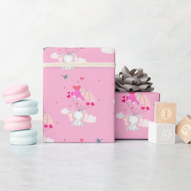 Baby Nelon on Pink Wrapping Paper Geschenkpapier (Babyparty)