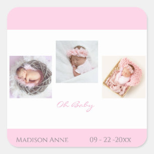 Baby Neugeborenes Foto Pink Baby Girl Niedliche Ge Quadratischer Aufkleber