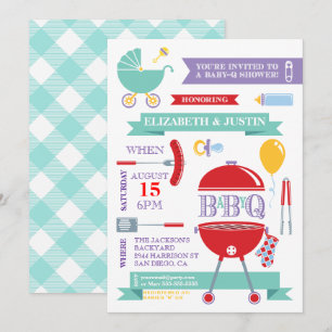 Baby Neutral - Moderne BBQ-Einladung zur Babyparty Einladung
