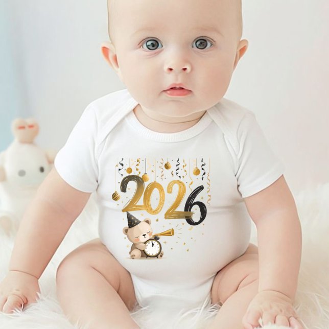 Baby New Year 2026 Bodysuit Cute Teddy Bear Design Baby Strampler (Von Creator hochgeladen)