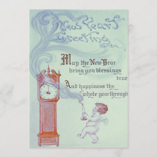 Baby New Year Cherub Angel Großvater Clock Einladung