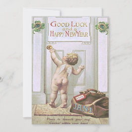 Baby New Year Cherub Angel Vierblättriges Kleeblat Einladung