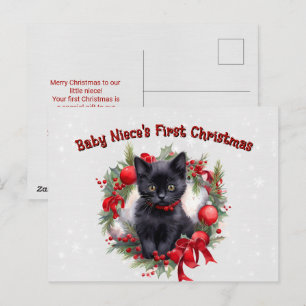 Baby Niece's First Christmas Holiday Postcard Feiertagspostkarte