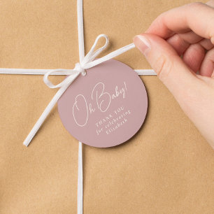 Baby niedliche Rosa Gingham Babydusche Geschenkanhänger